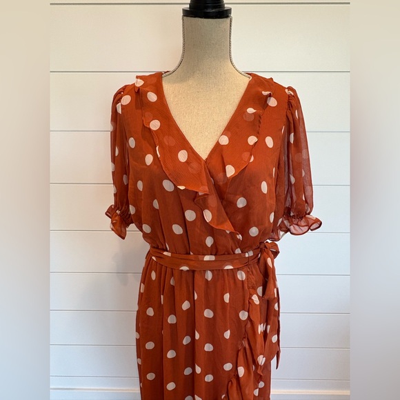 Women’s LC Lauren Conrad Polka Dot Ruffle Faux Wrap Dress SOLD On EBAY - Picture 3 of 12